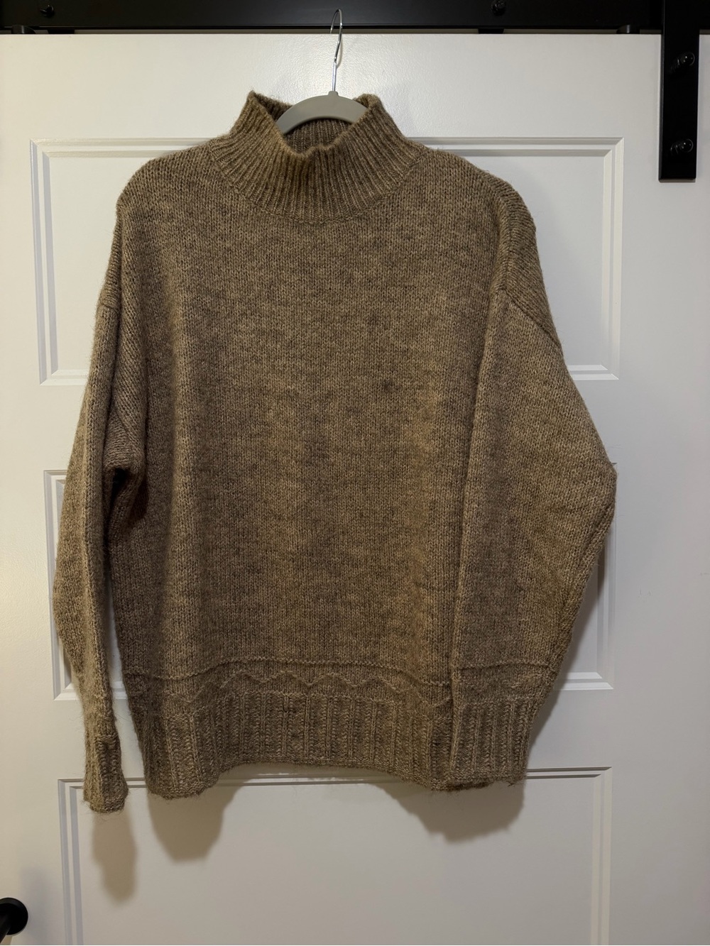 Brown Mock Neck Wool-Blend Sweater